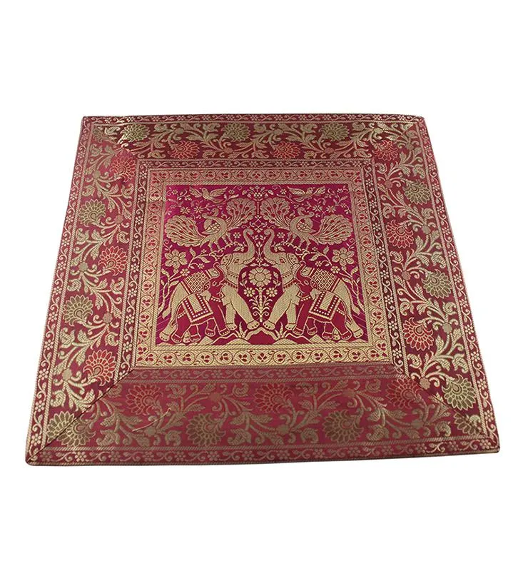 Elephant Design Silk Brocade Cushion Cover Set