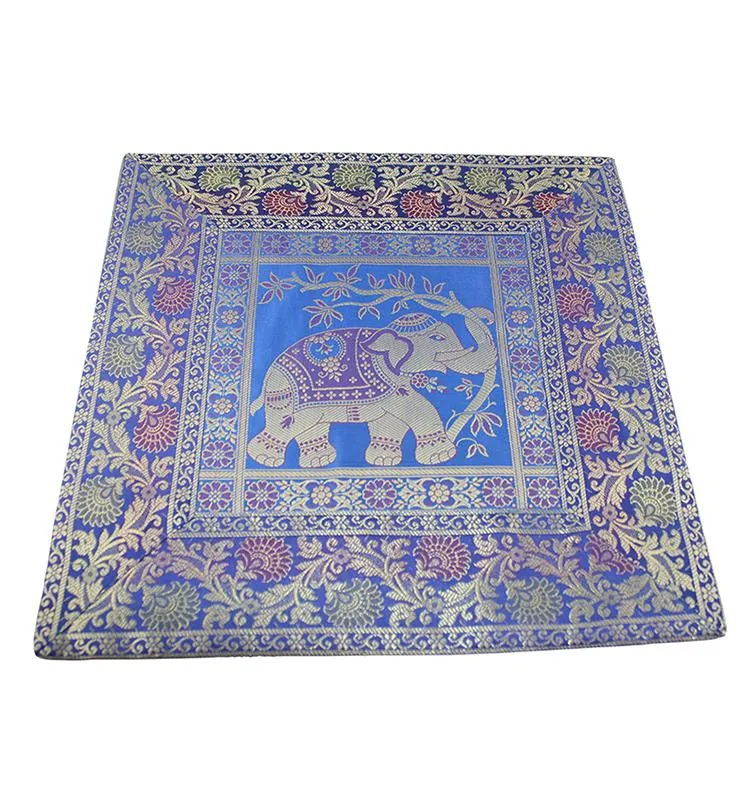 Elephant Design Silk Brocade Cushion Cover Set