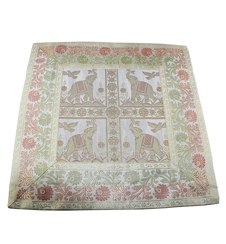 Elephant Design Silk Brocade Cushion Cover Set
