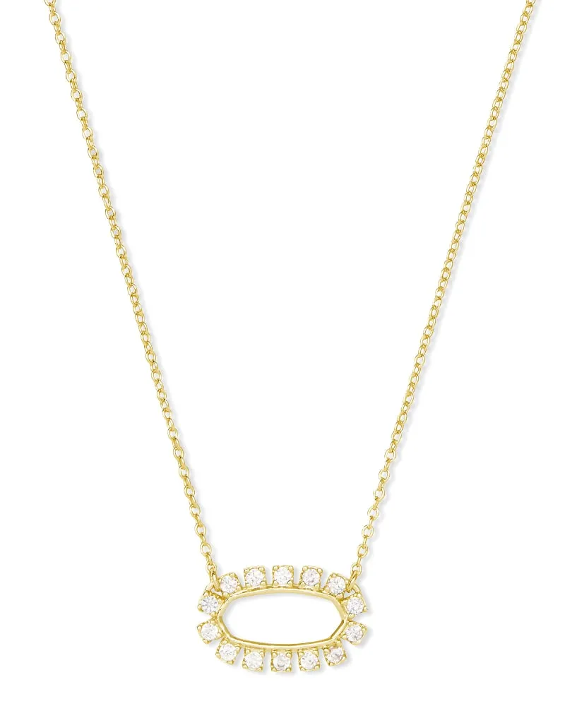 Elisa Gold Open Frame Crystal Pendant Necklace In Gold