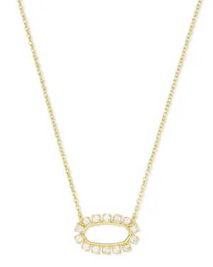 Elisa Gold Open Frame Crystal Pendant Necklace In Gold