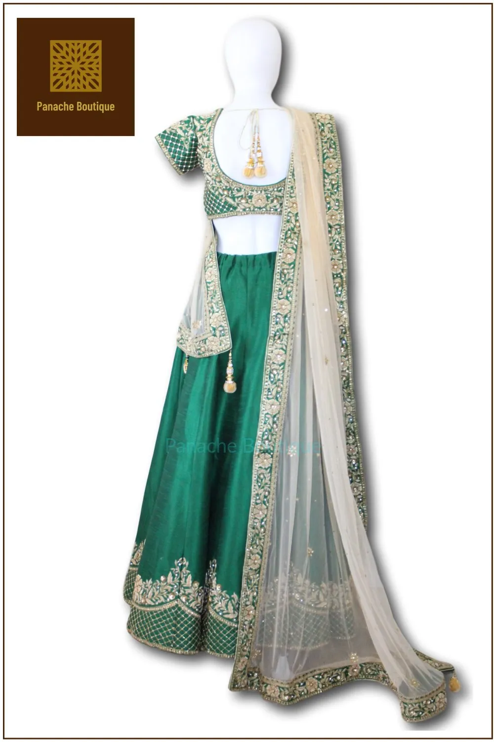 Emerald Green Zardozi Lehenga Choli