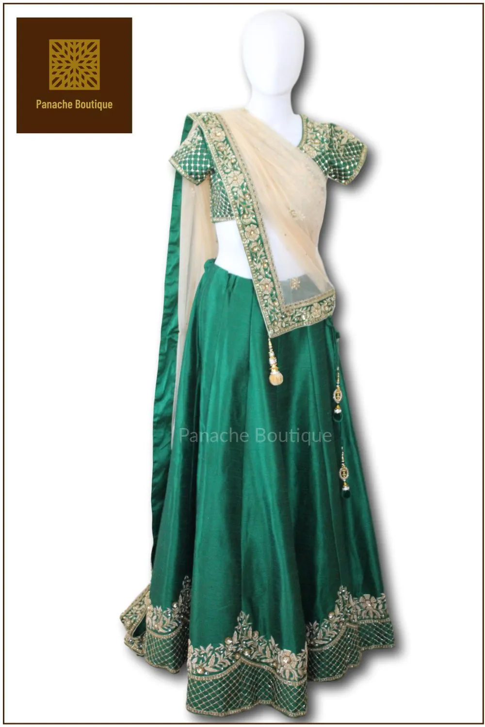 Emerald Green Zardozi Lehenga Choli