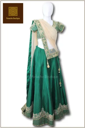 Emerald Green Zardozi Lehenga Choli