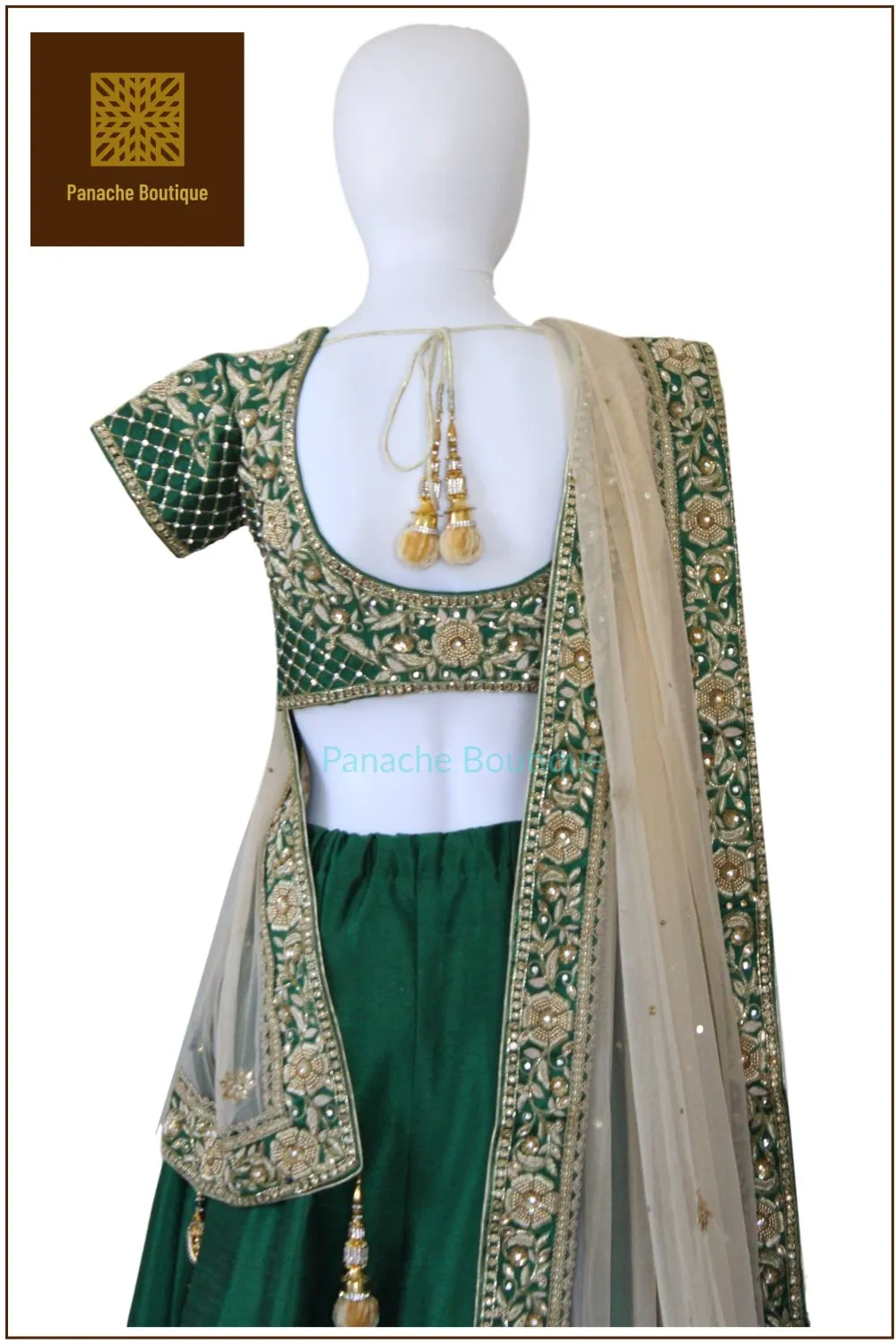 Emerald Green Zardozi Lehenga Choli