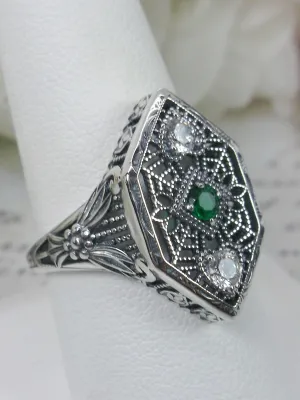 Emerald Ring, Art Deco Revival Jewelry #D231