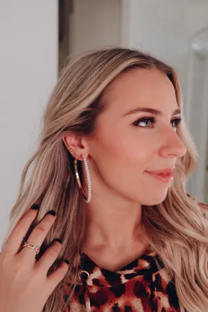 Emmy Pearl Hoop Earrings - Gold