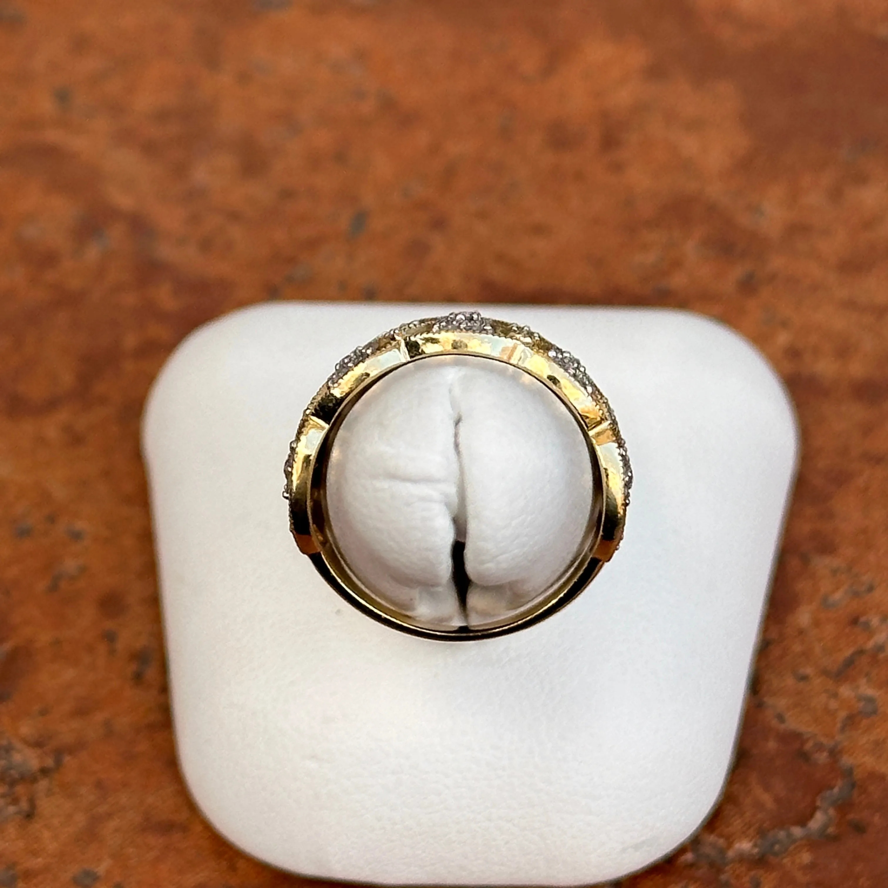 Estate 14KT White   Yellow Gold Diamond Filigree Band Ring