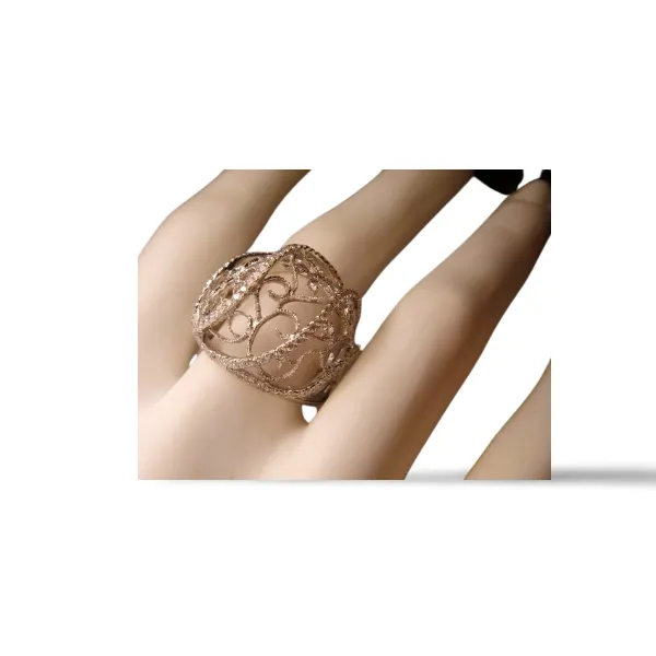 Fabulous 18K White Gold Diamond Filigree Scroll Band Ring
