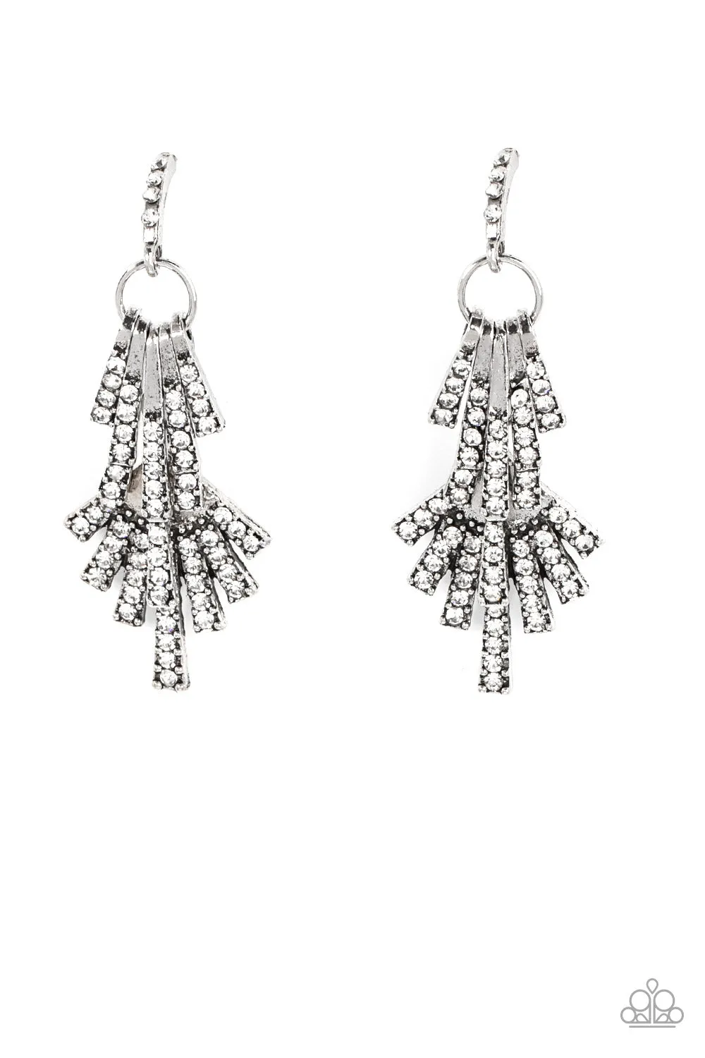 Fan of Glam - White Earrings - Paparazzi Accessories