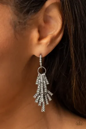 Fan of Glam - White Earrings - Paparazzi Accessories