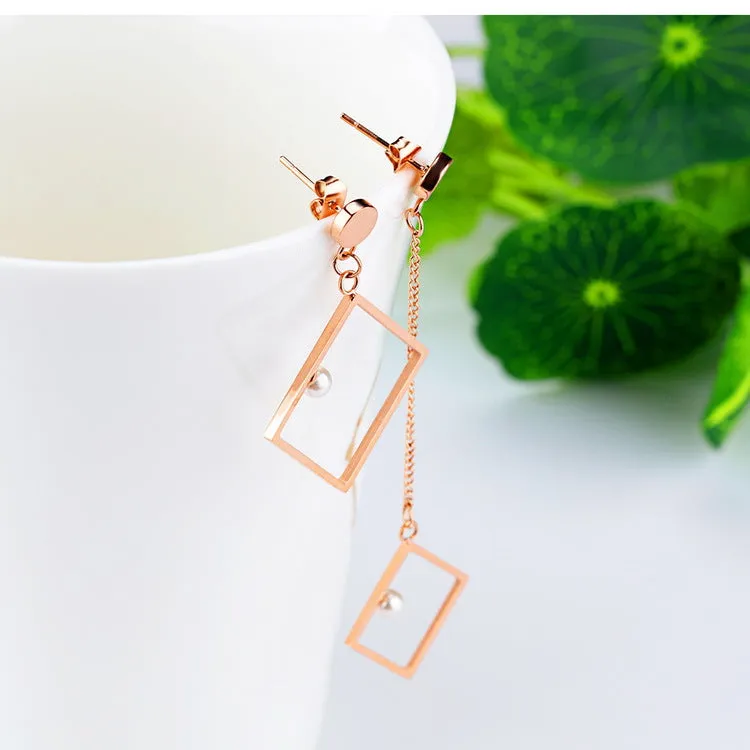 Fashion Geometric Earrings Asymmetric Earrings Temperament Long Paragraph Pendant Simple Ear Line