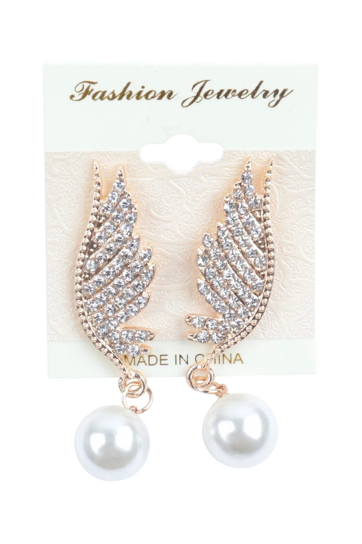 FEATHER DROP LINK PEARL BRIDAL EARRING SET