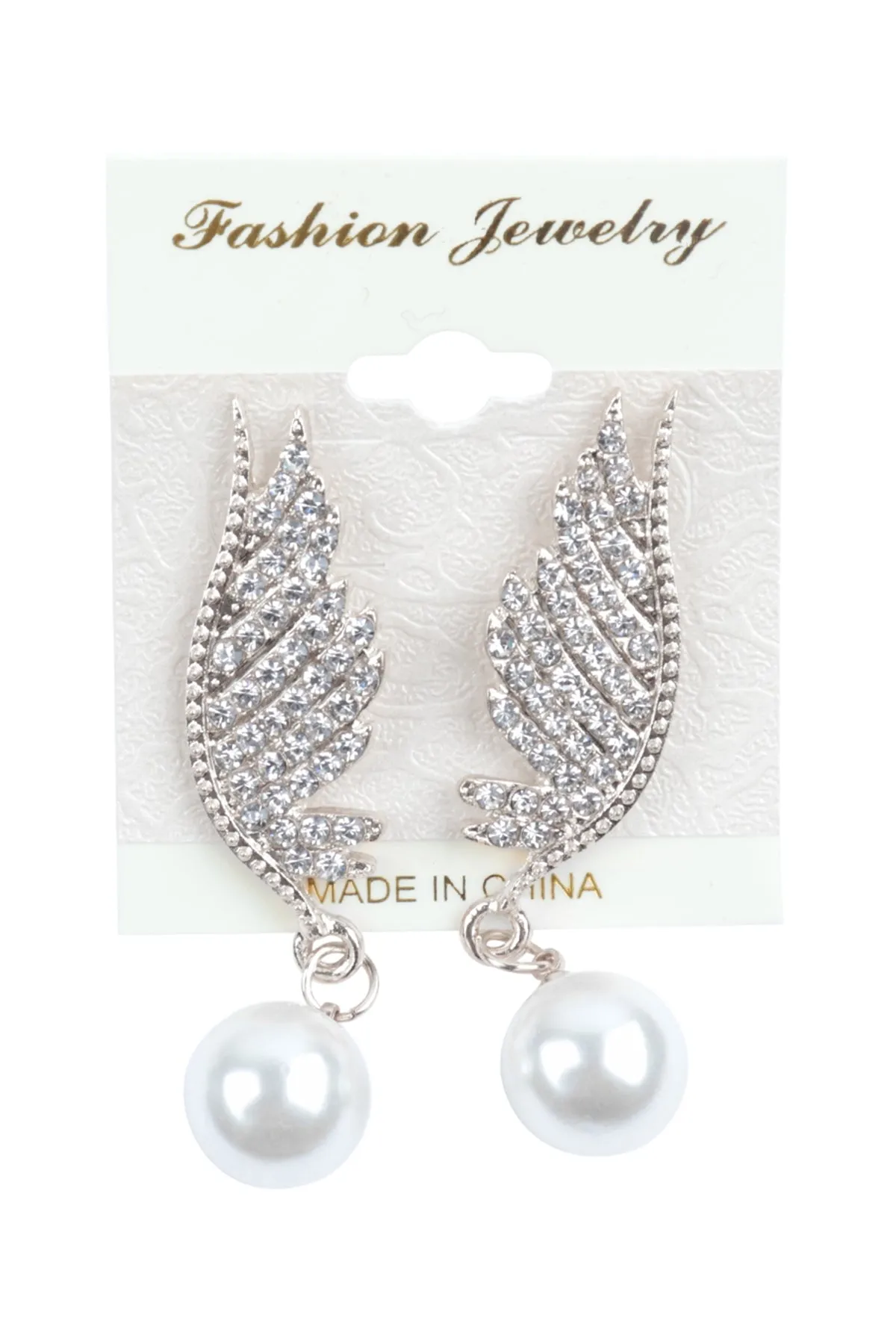 FEATHER DROP LINK PEARL BRIDAL EARRING SET
