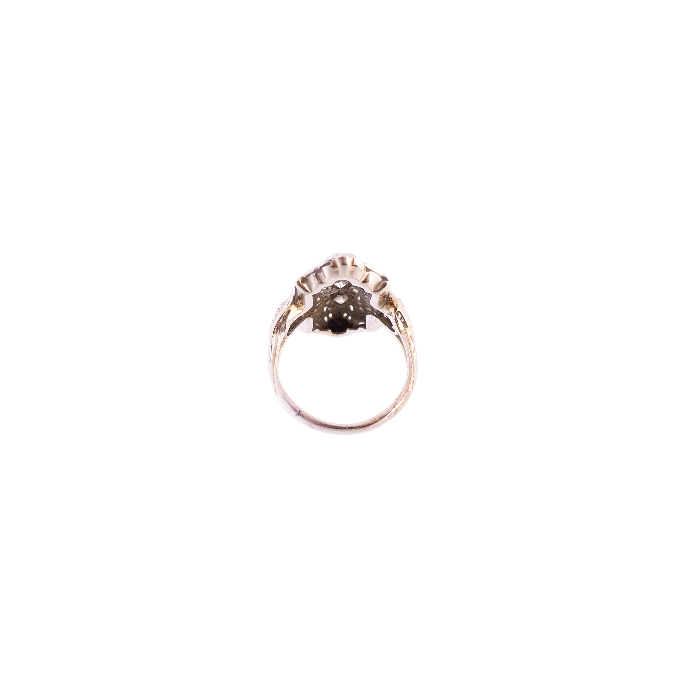 Filigree Diamond and Synthetic Sapphire Ring