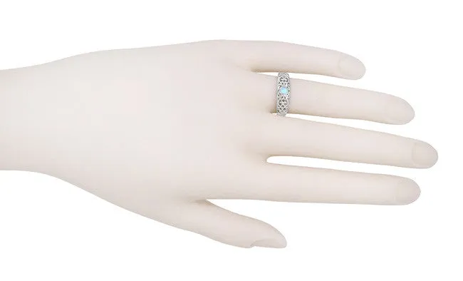 Filigree Edwardian Sky Blue Topaz Band Ring in Sterling Silver