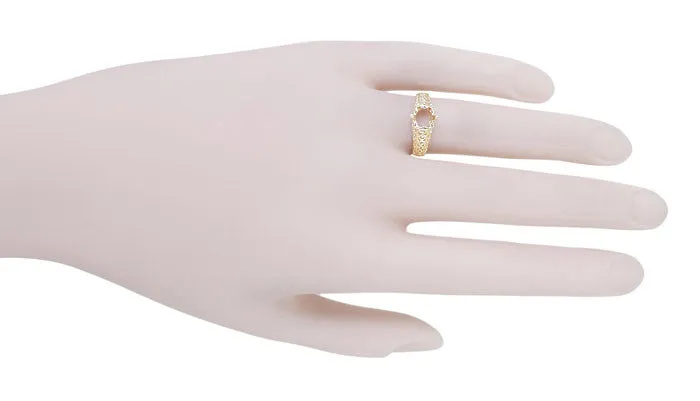 Filigree Flowing  Scrolls Engagement Ring Setting for a 3/4 Carat Diamond in 14 Karat Yellow Gold