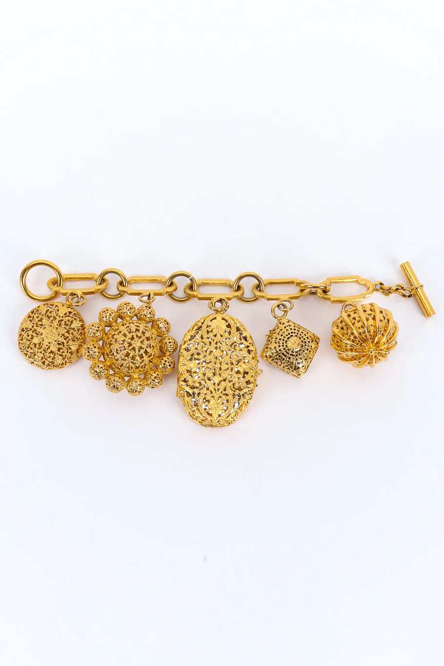 Filigree Locket Charm Bracelet