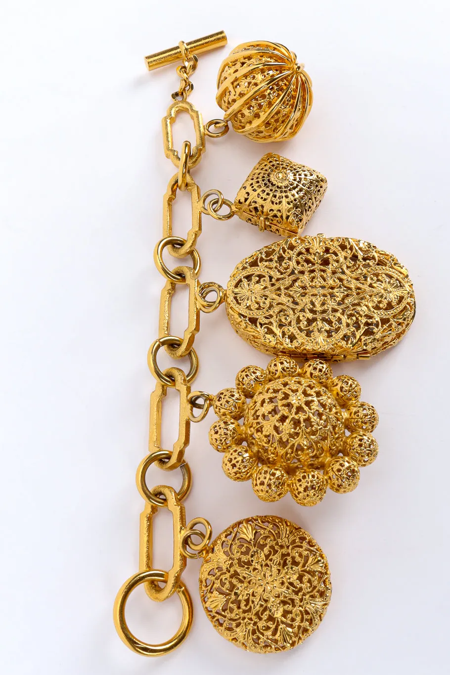 Filigree Locket Charm Bracelet