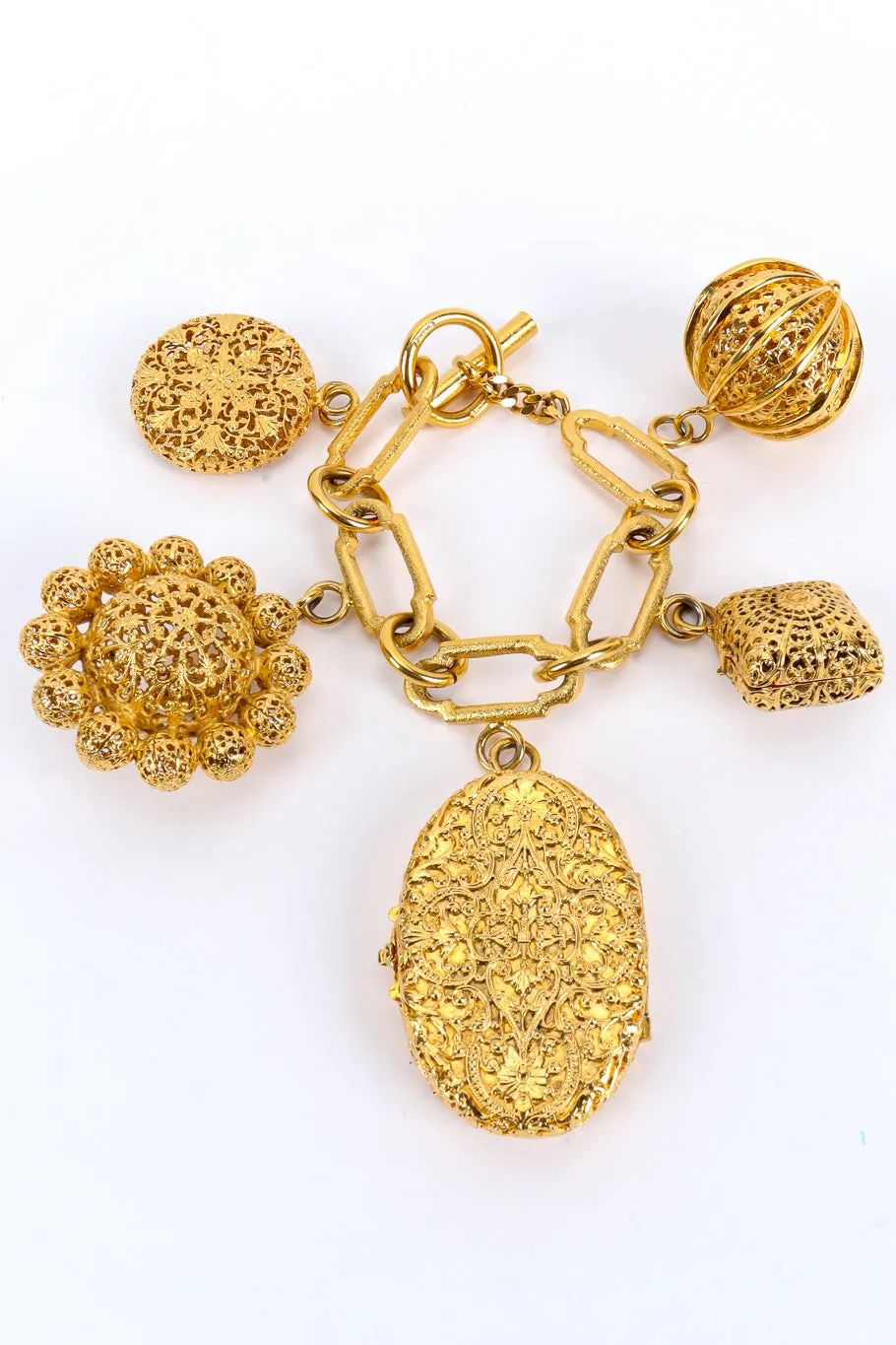 Filigree Locket Charm Bracelet