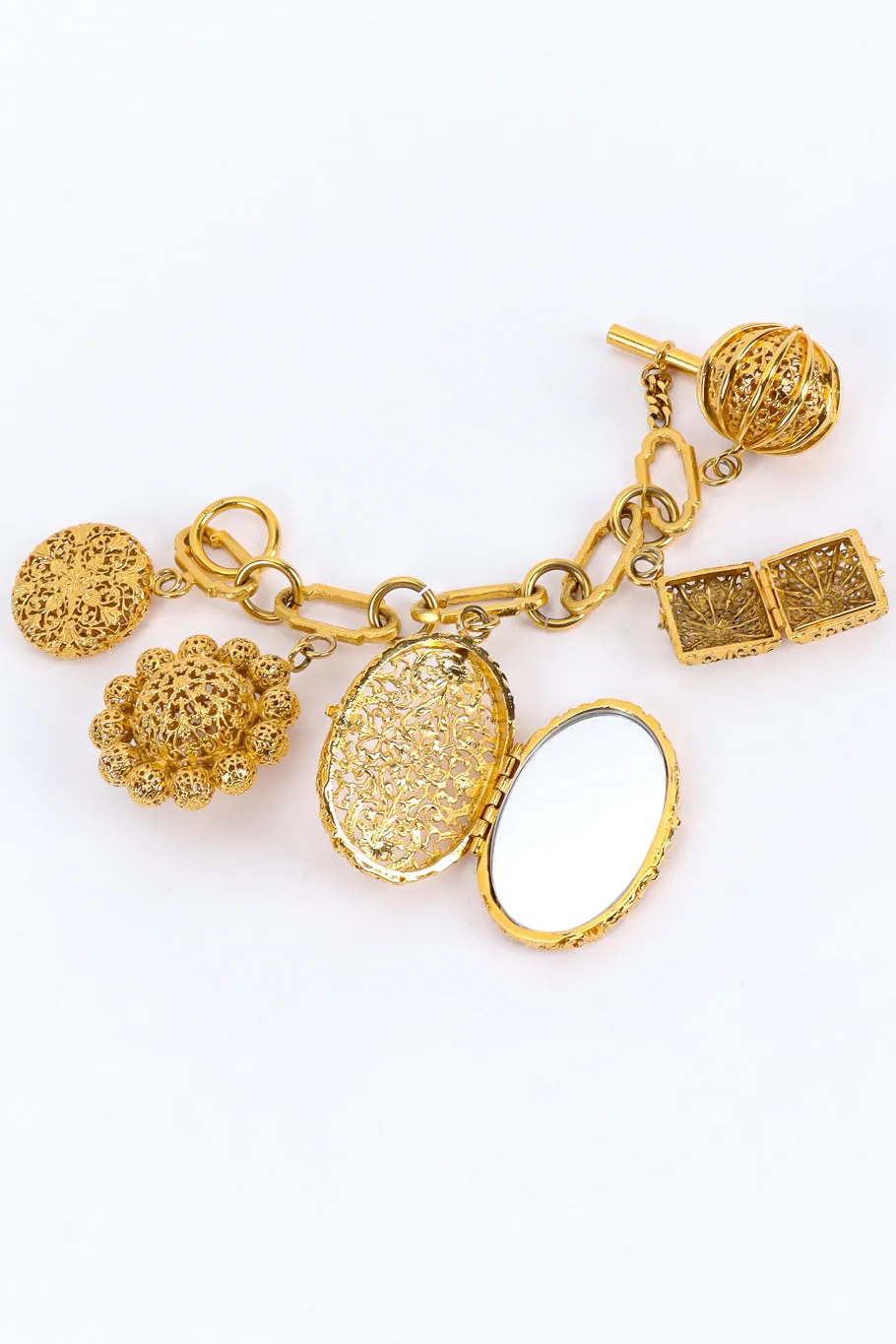 Filigree Locket Charm Bracelet