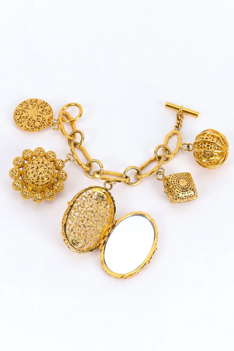 Filigree Locket Charm Bracelet