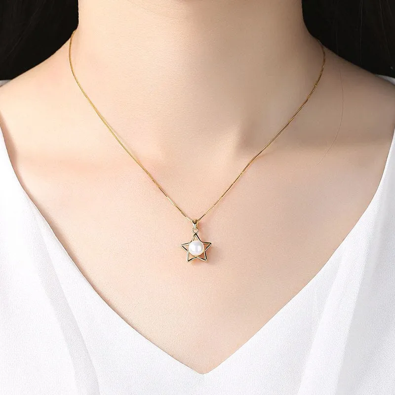 Five-pointed Star with Natural Freshwater Pearl Necklace