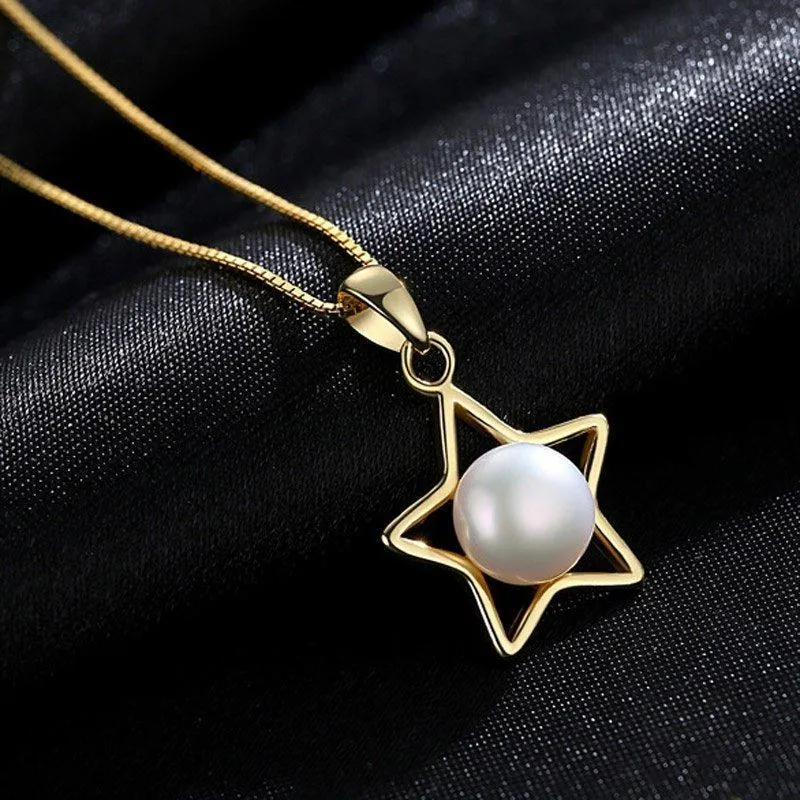 Five-pointed Star with Natural Freshwater Pearl Necklace