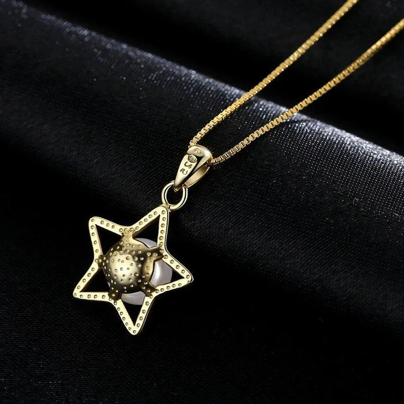 Five-pointed Star with Natural Freshwater Pearl Necklace