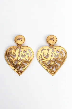 Flame Filigree Cutout Heart Earrings