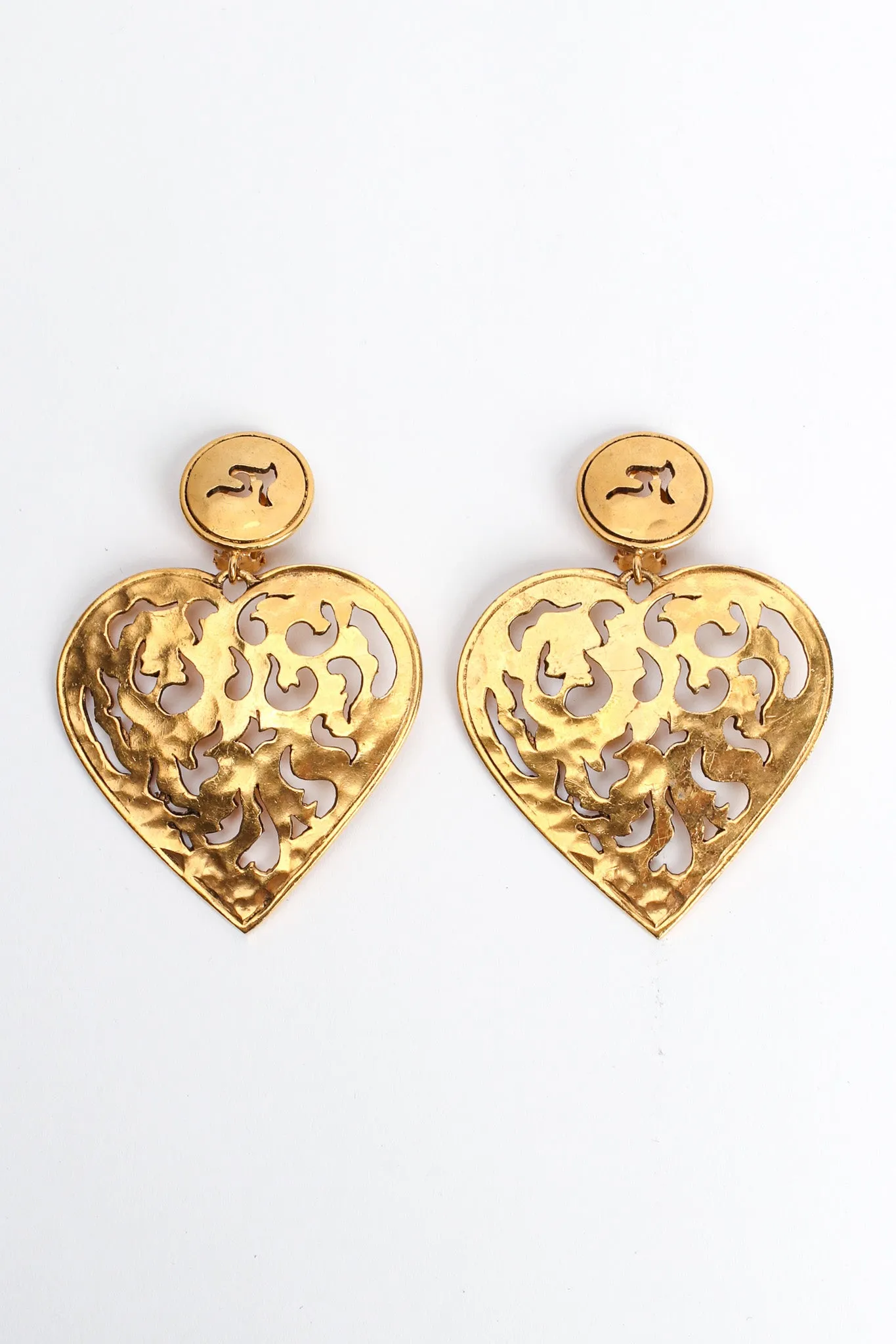 Flame Filigree Cutout Heart Earrings