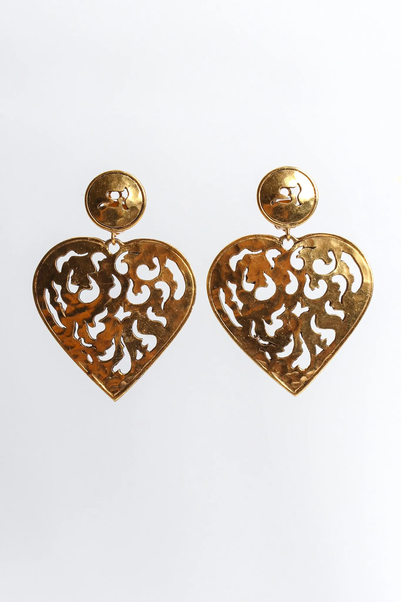 Flame Filigree Cutout Heart Earrings
