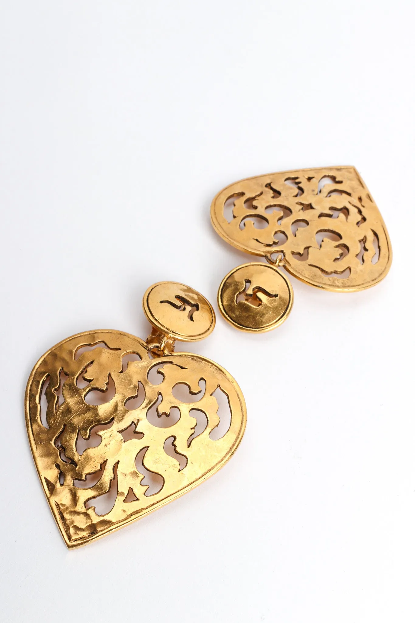 Flame Filigree Cutout Heart Earrings