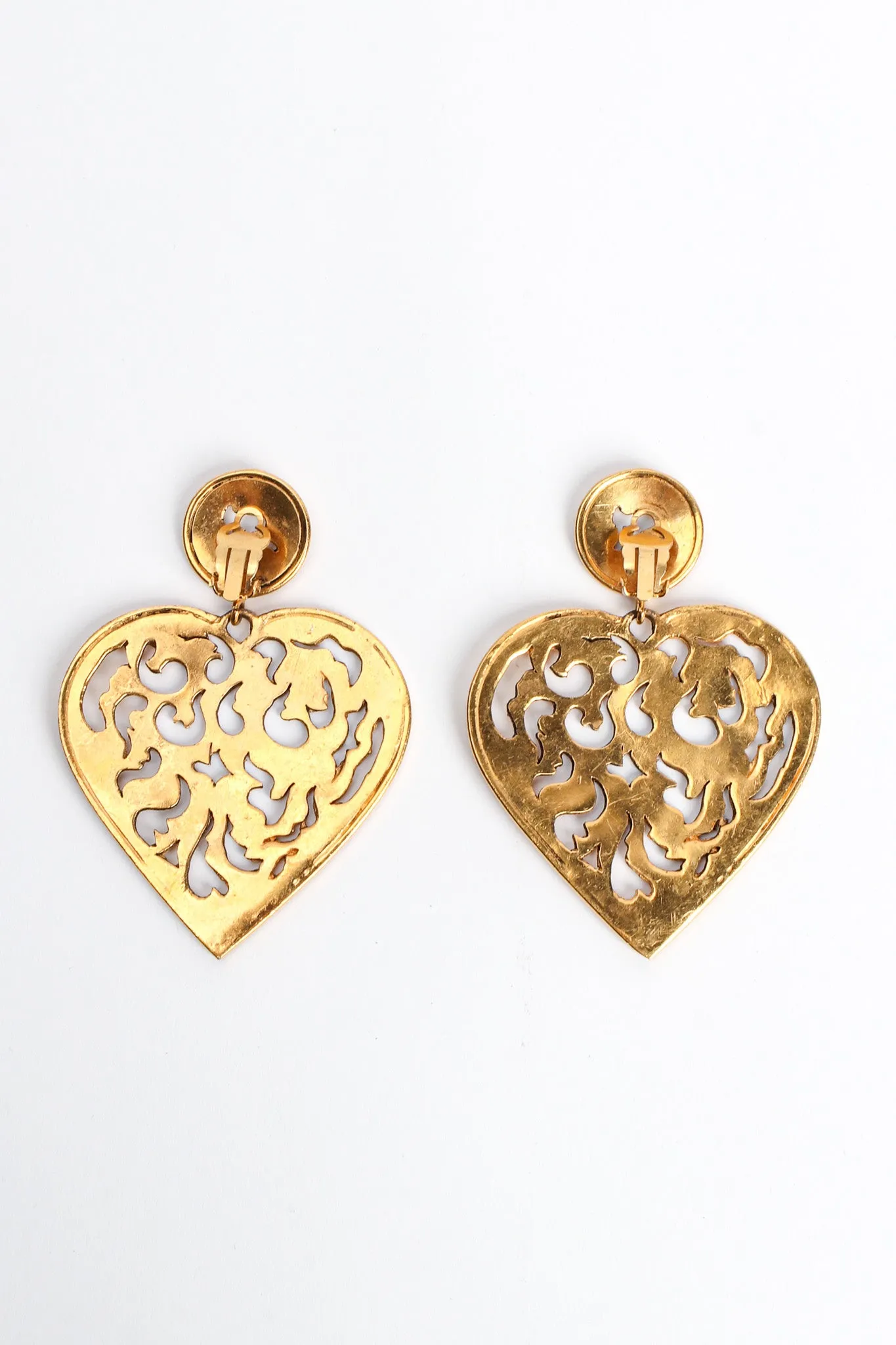 Flame Filigree Cutout Heart Earrings
