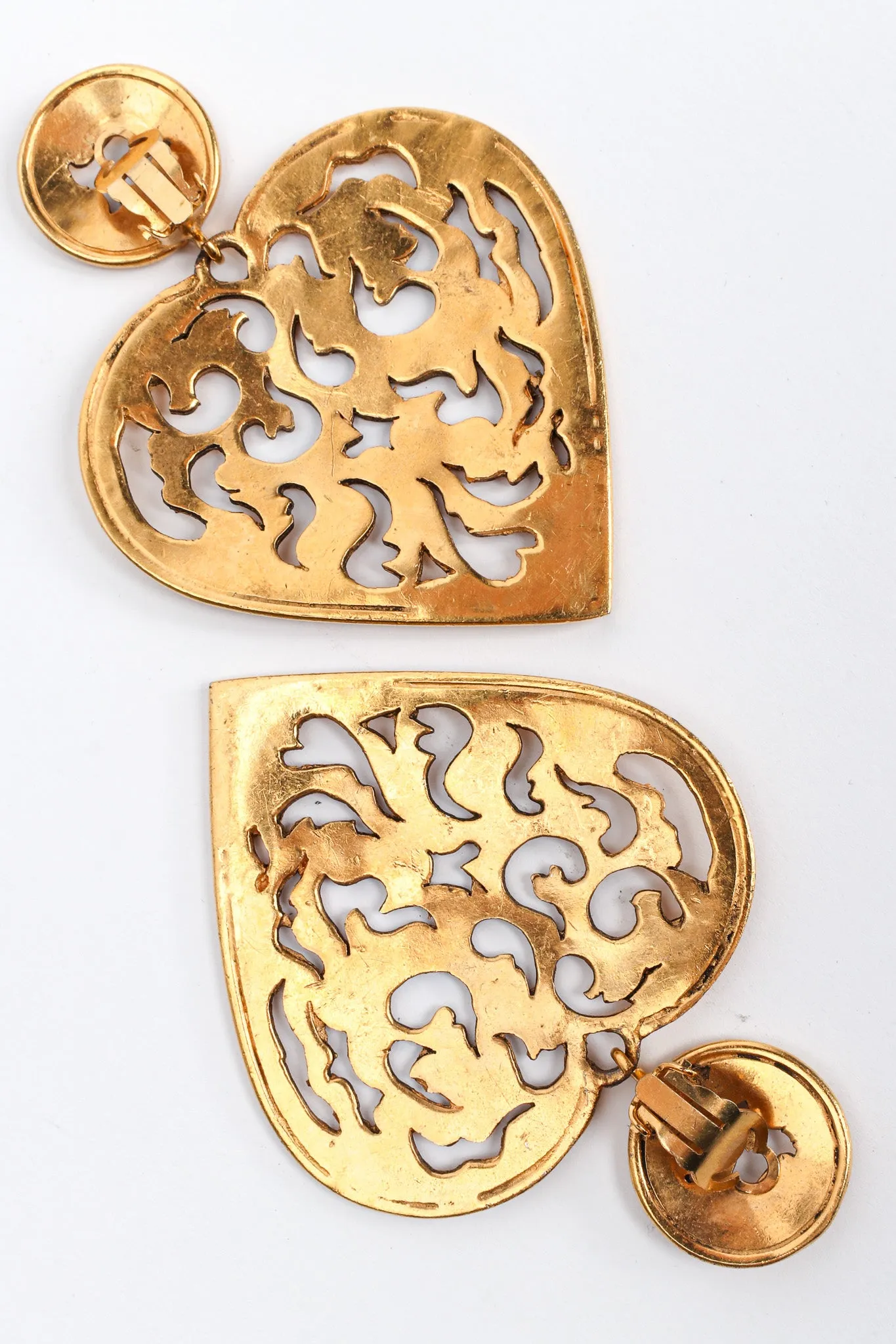 Flame Filigree Cutout Heart Earrings