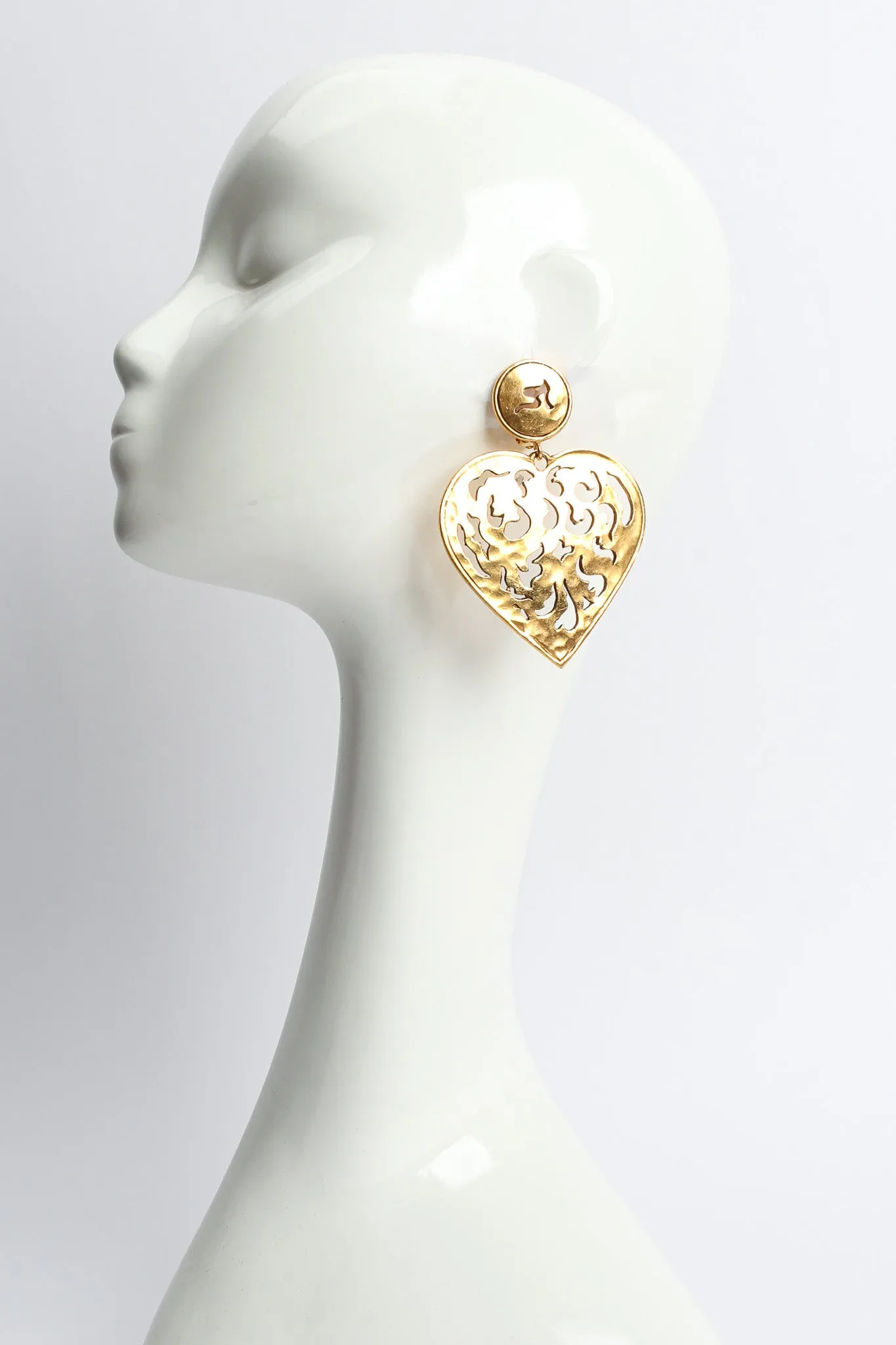 Flame Filigree Cutout Heart Earrings