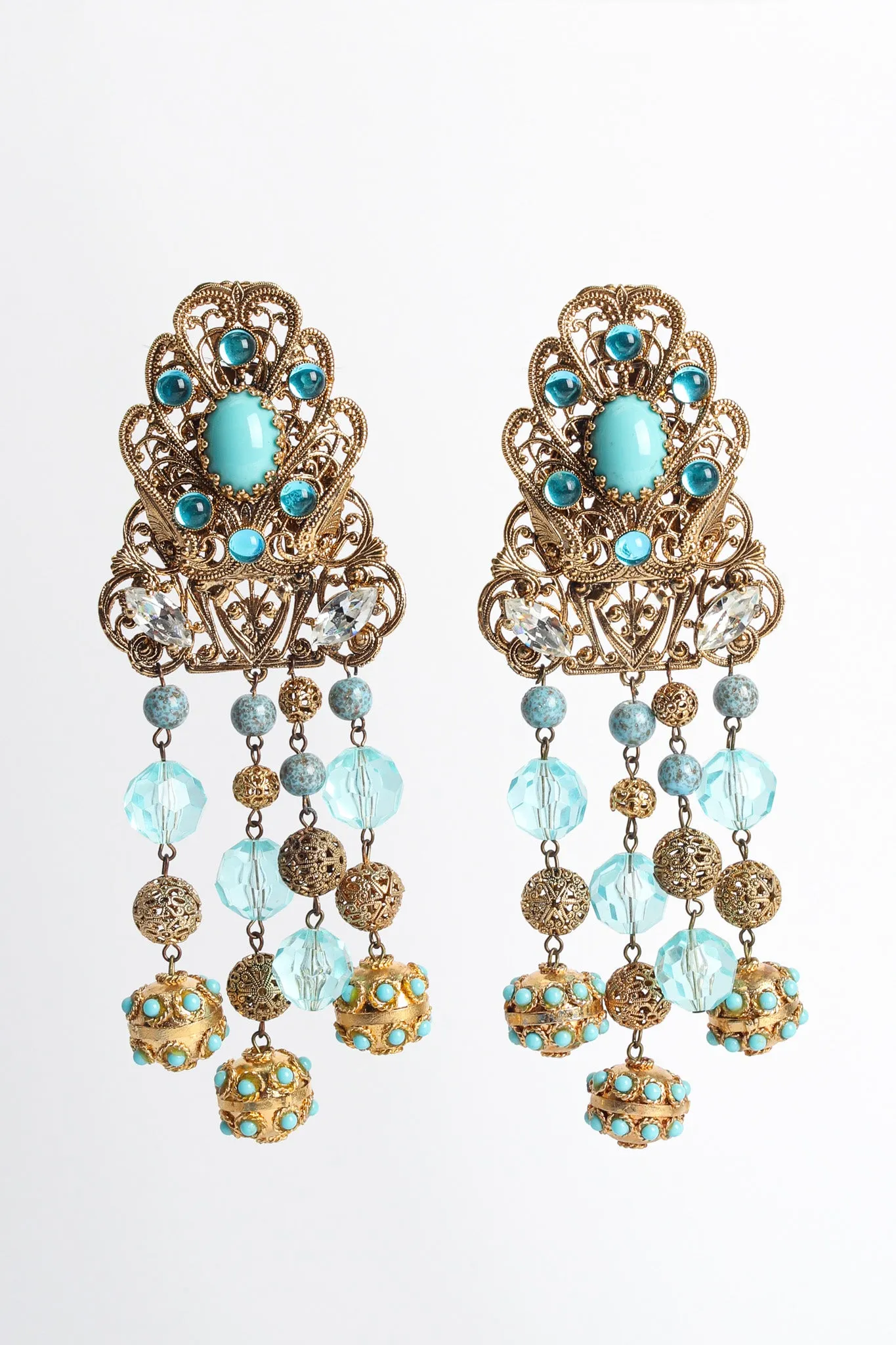 Fleur Filigree Jeweled Chandelier Earrings