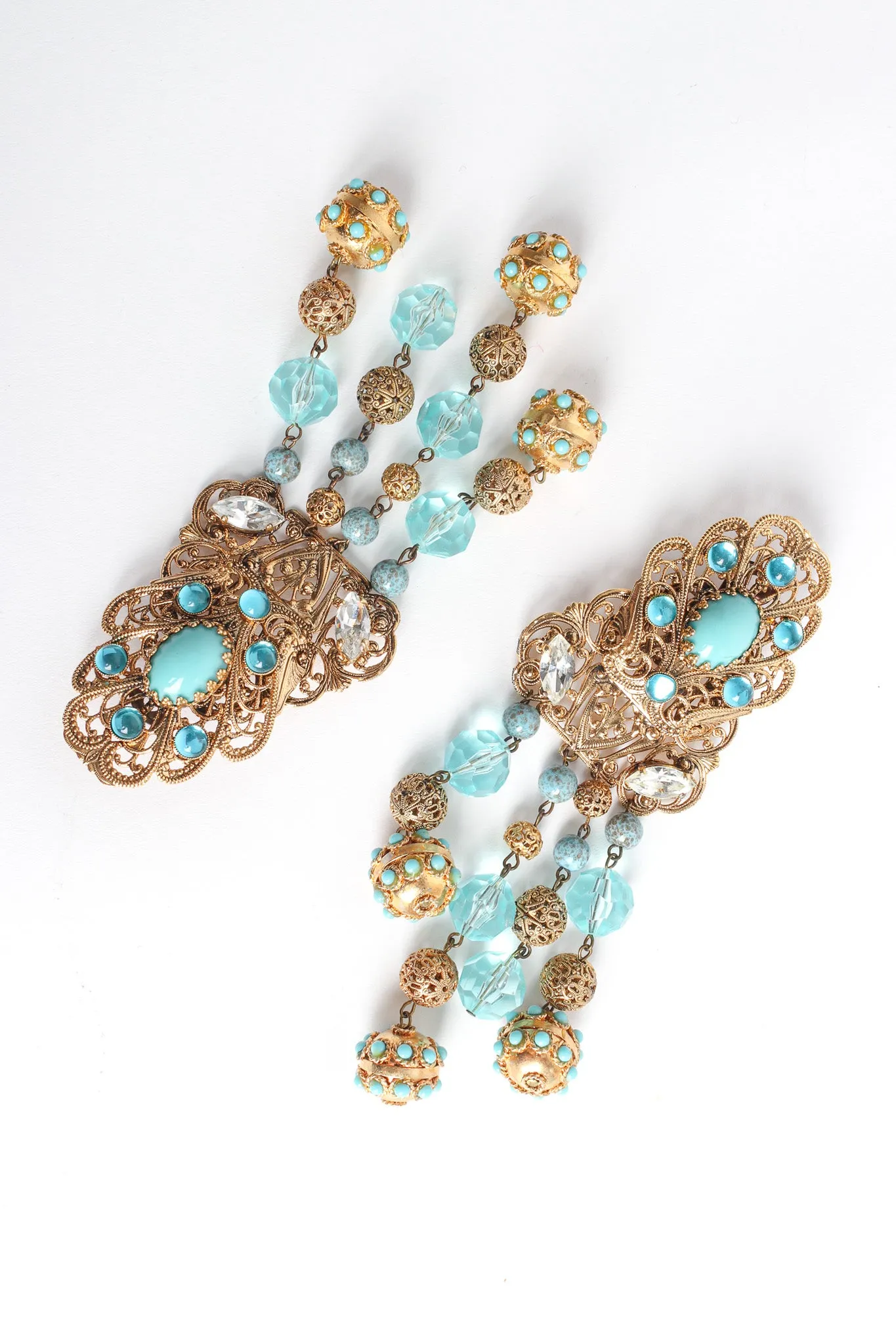 Fleur Filigree Jeweled Chandelier Earrings