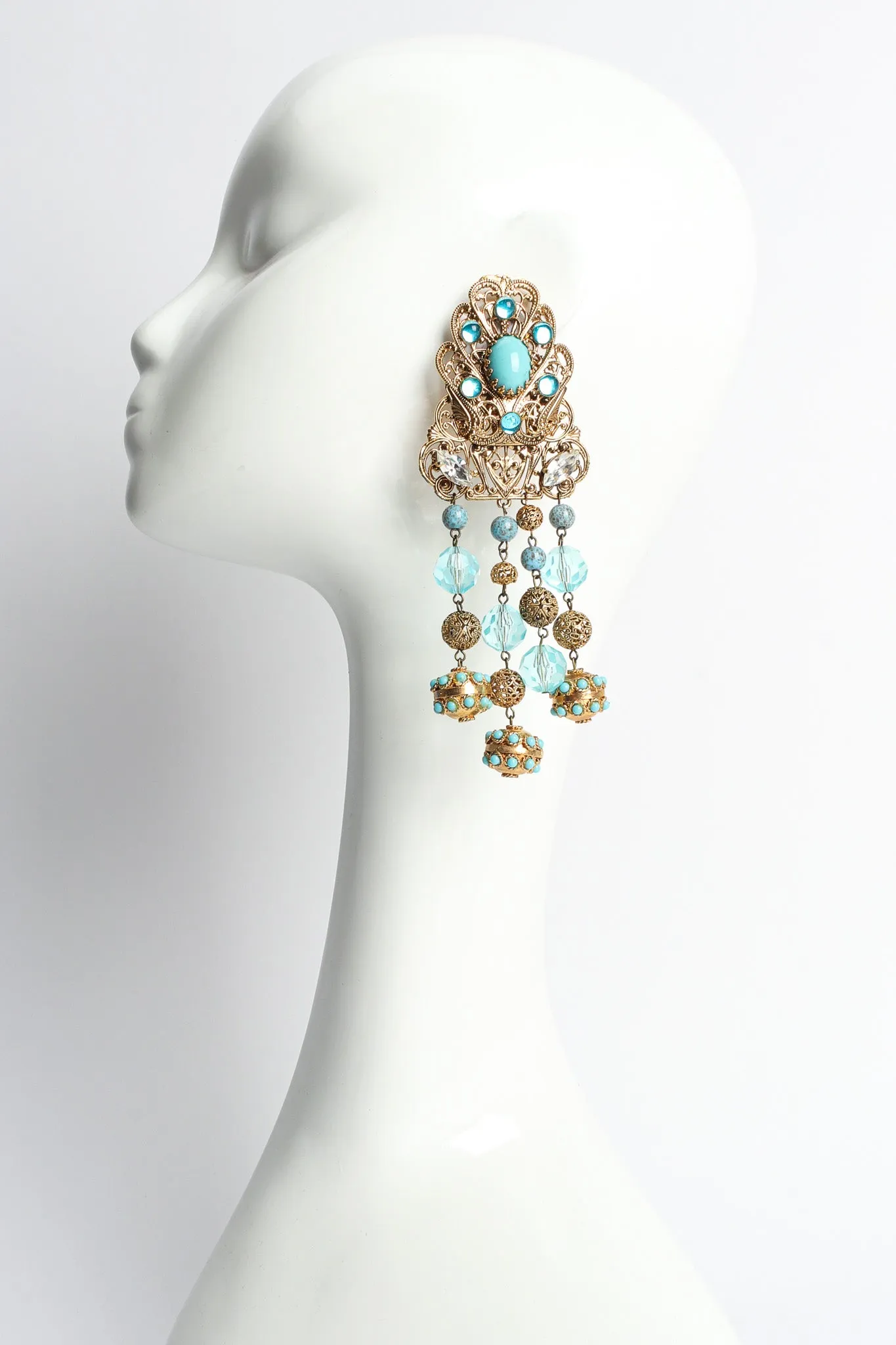Fleur Filigree Jeweled Chandelier Earrings