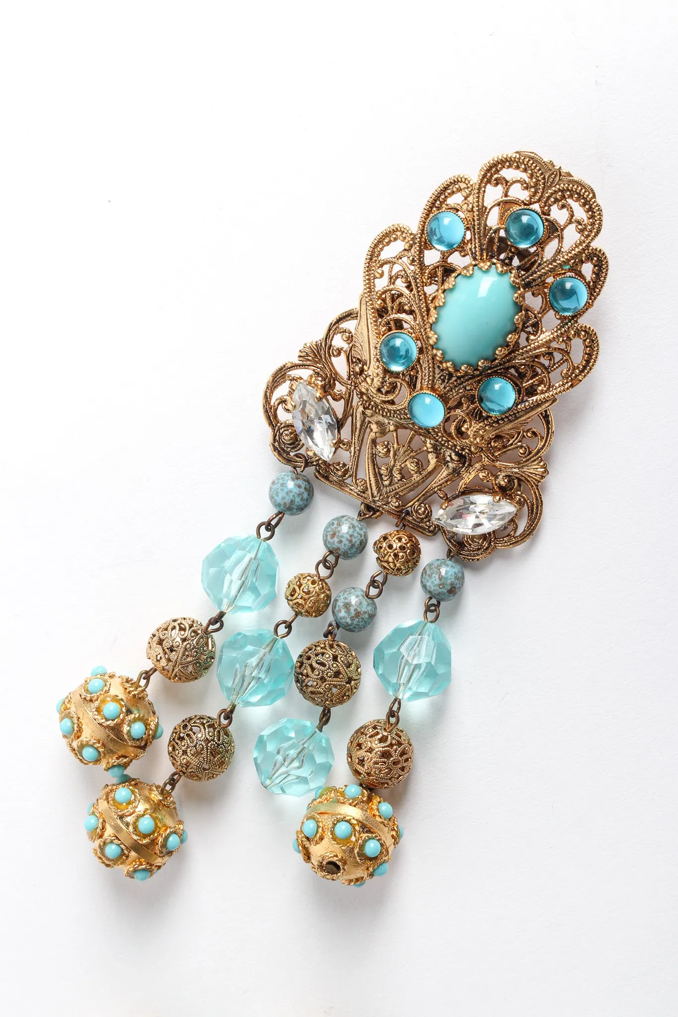 Fleur Filigree Jeweled Chandelier Earrings