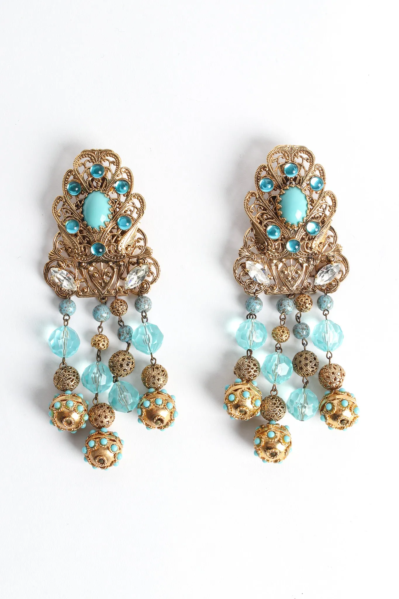 Fleur Filigree Jeweled Chandelier Earrings