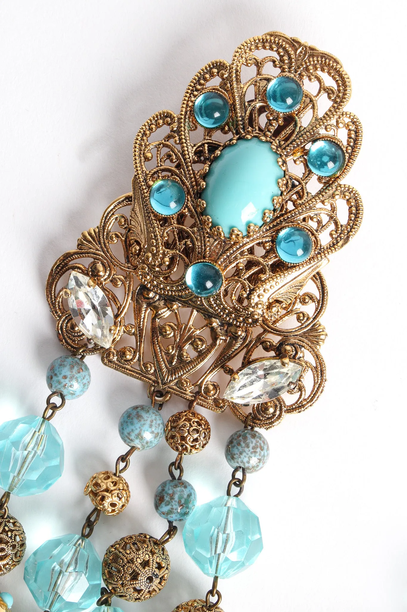 Fleur Filigree Jeweled Chandelier Earrings