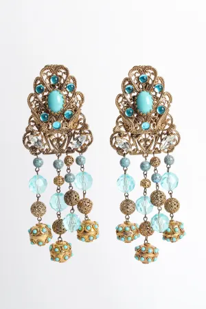 Fleur Filigree Jeweled Chandelier Earrings