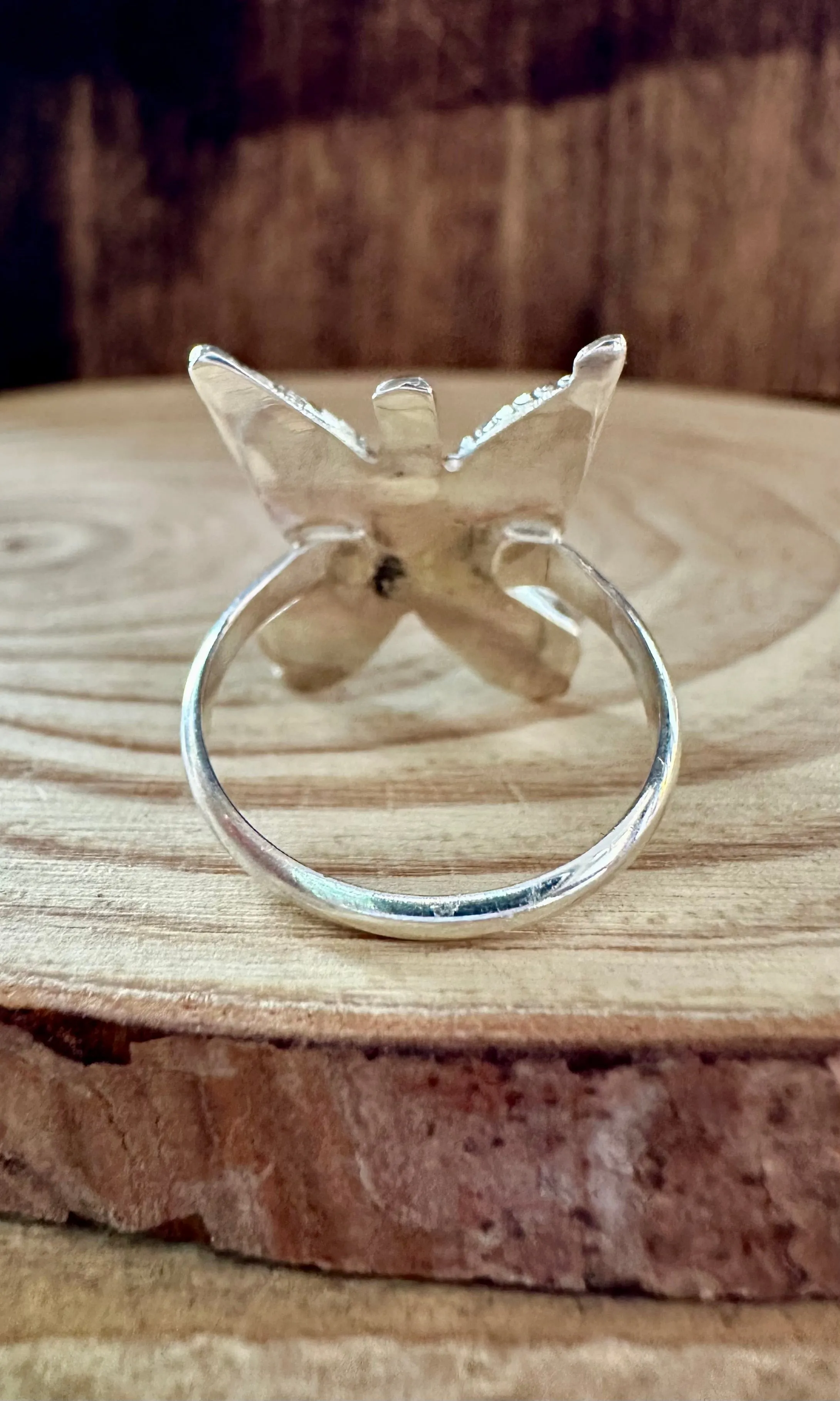 FLYING BUTTERFLY Opal and Silver Ring • Size 6 1/4