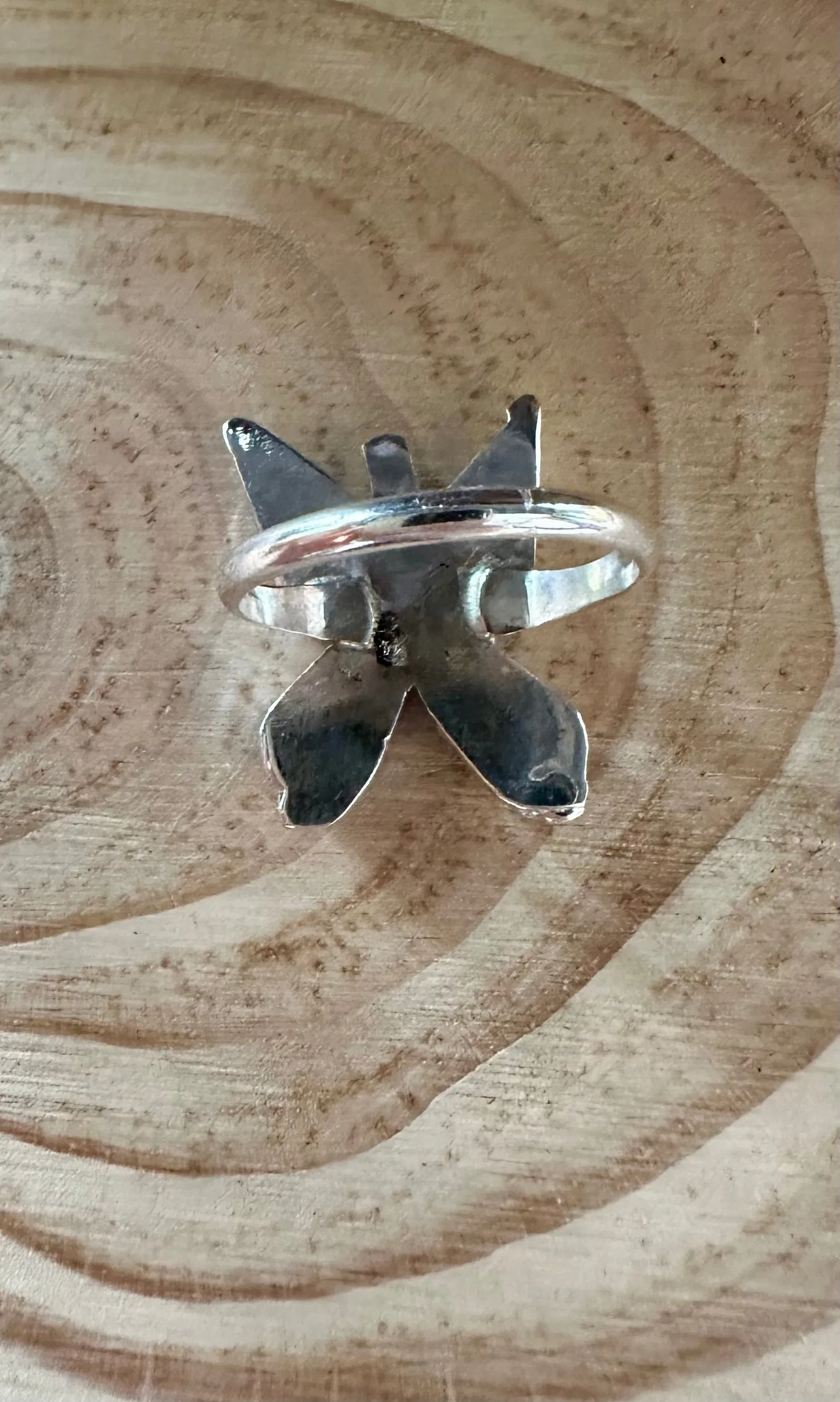 FLYING BUTTERFLY Opal and Silver Ring • Size 6 1/4