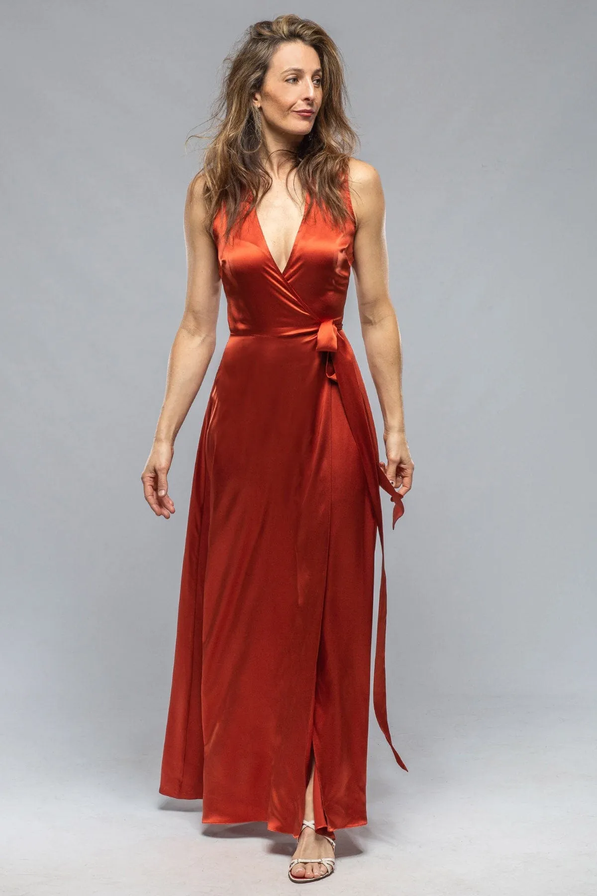 Frontward Wrap Dress In Tomato