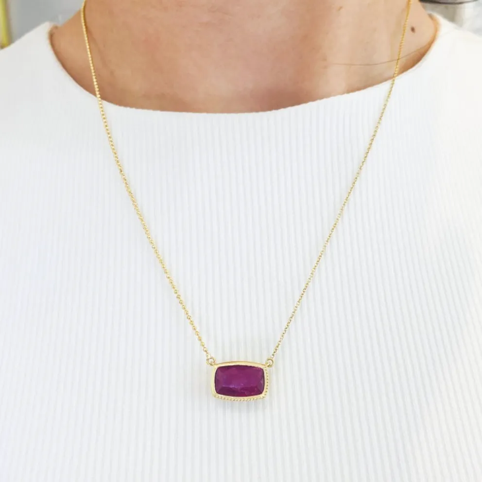 Fuchsia Pink Tourmaline Necklace