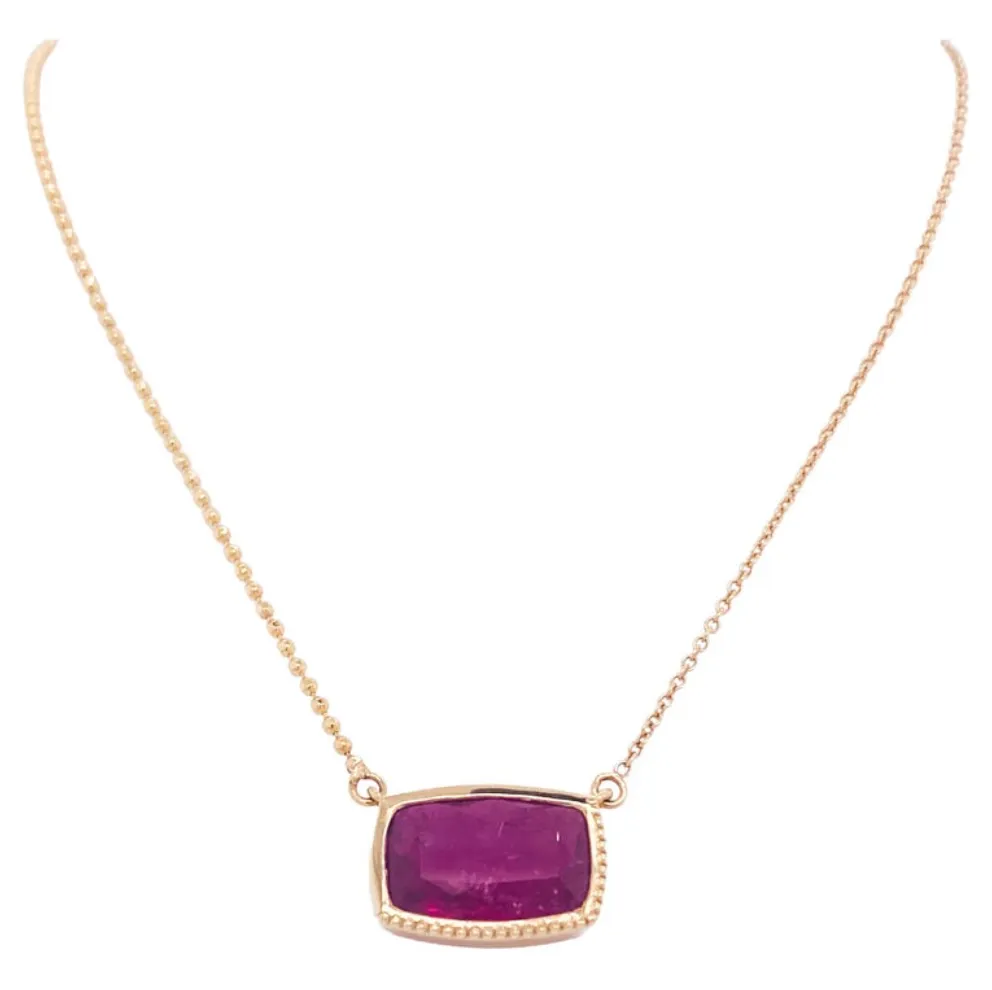 Fuchsia Pink Tourmaline Necklace