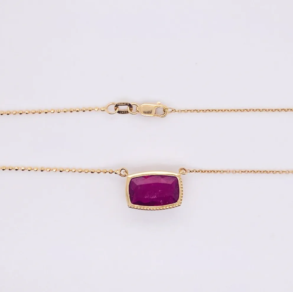Fuchsia Pink Tourmaline Necklace