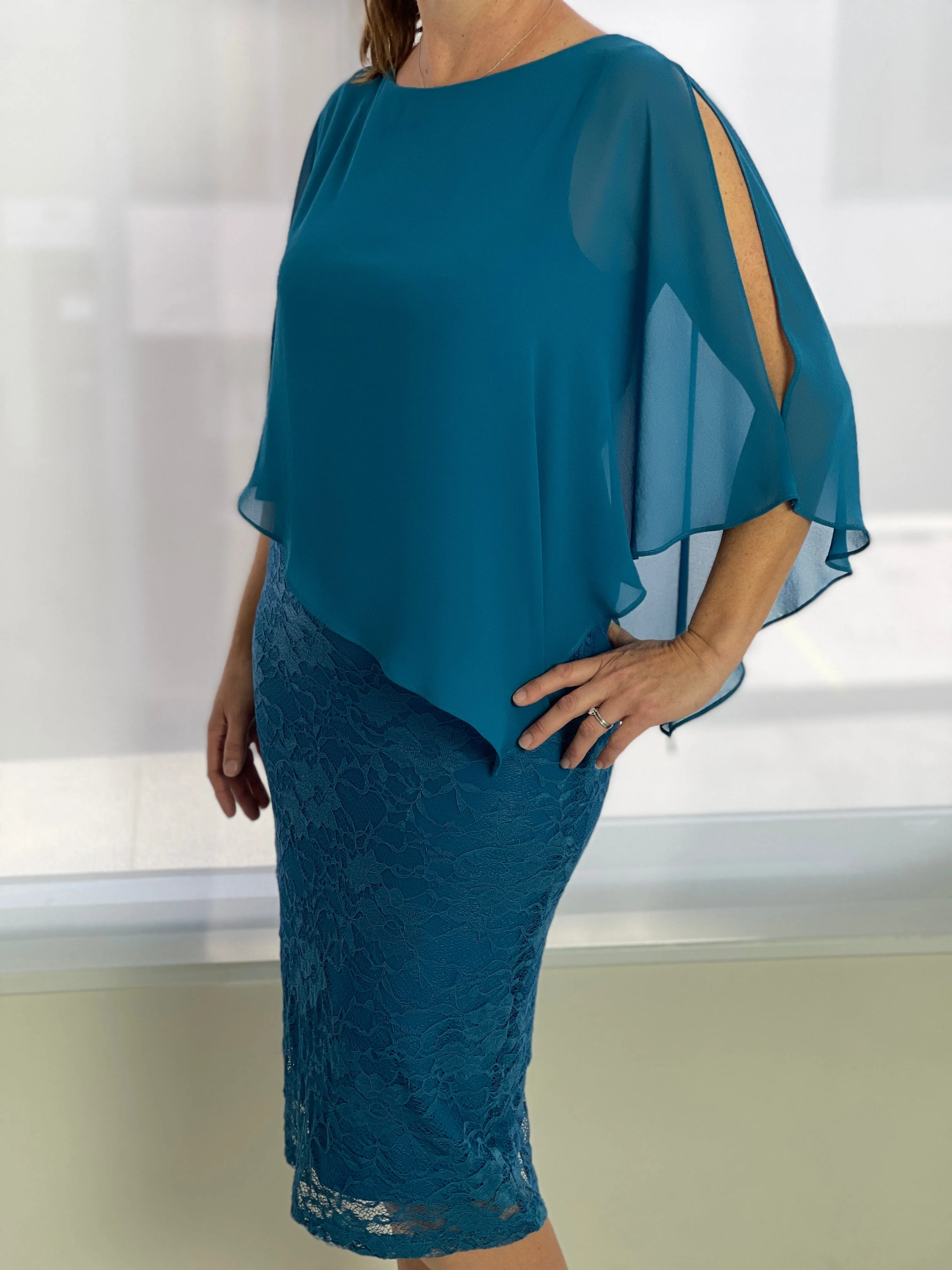 Geraldine Teal Lace Dress